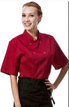 Chef-kok uniform zomer heren koksjassen koksuniform: Rood / Xxl