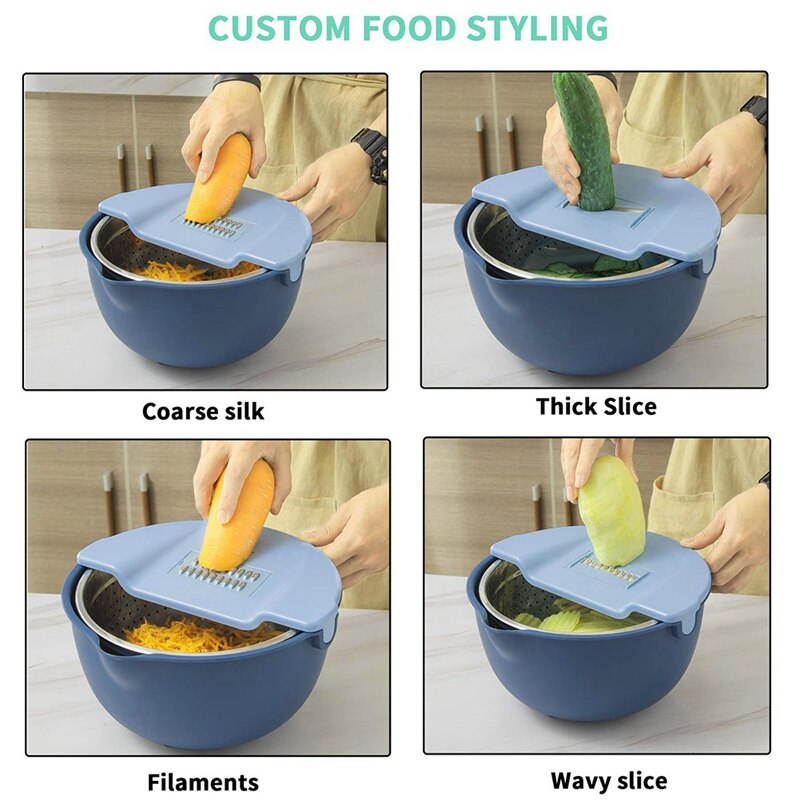 Potato Slicer, Multi Blade Adjustable,Slicer Cheese Potato with Drain Basket -Best Veggie Shredder Grater Set(1 PCS)