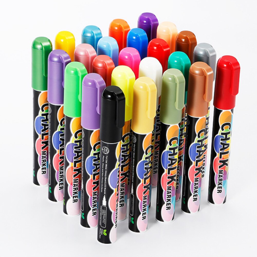 10Pcs Liquid Chalk Marker 6mm Pen Tip Erasable Comfortable Pen for Glass Blackboard Fluorescent Panel Stationery Office Supplies