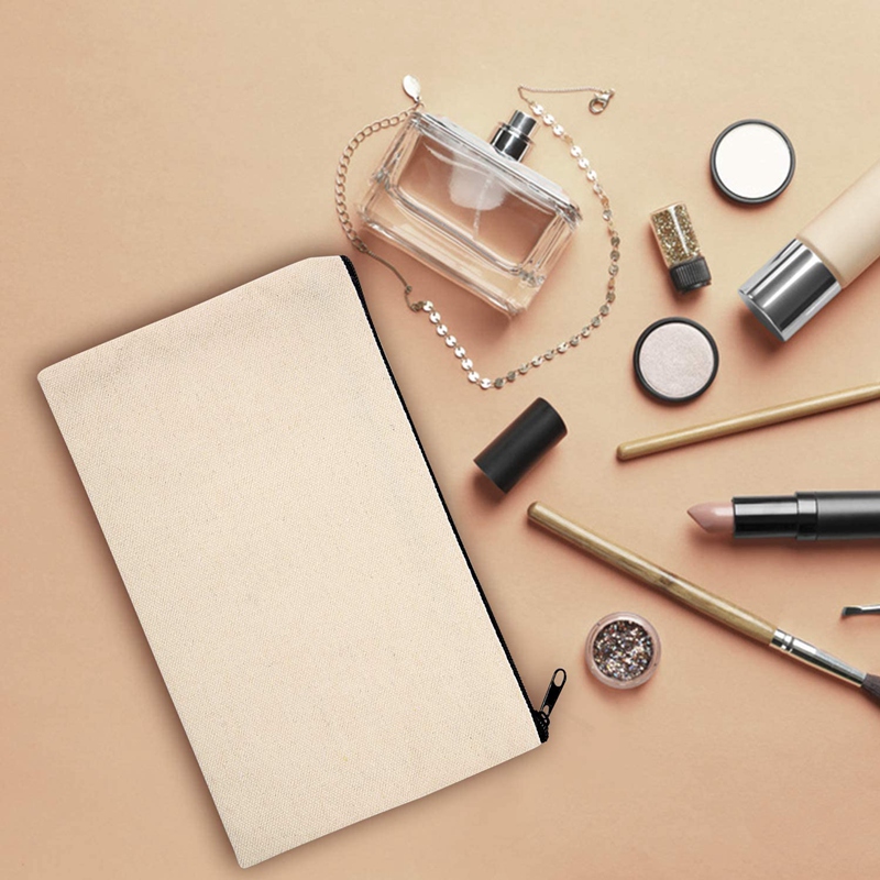 10 sztuk puste DIY ręcznie robiona torba płótno piórnik puste torebki na makijaż płótno piórnik bawełniana płócienna kosmetyczka podróżna