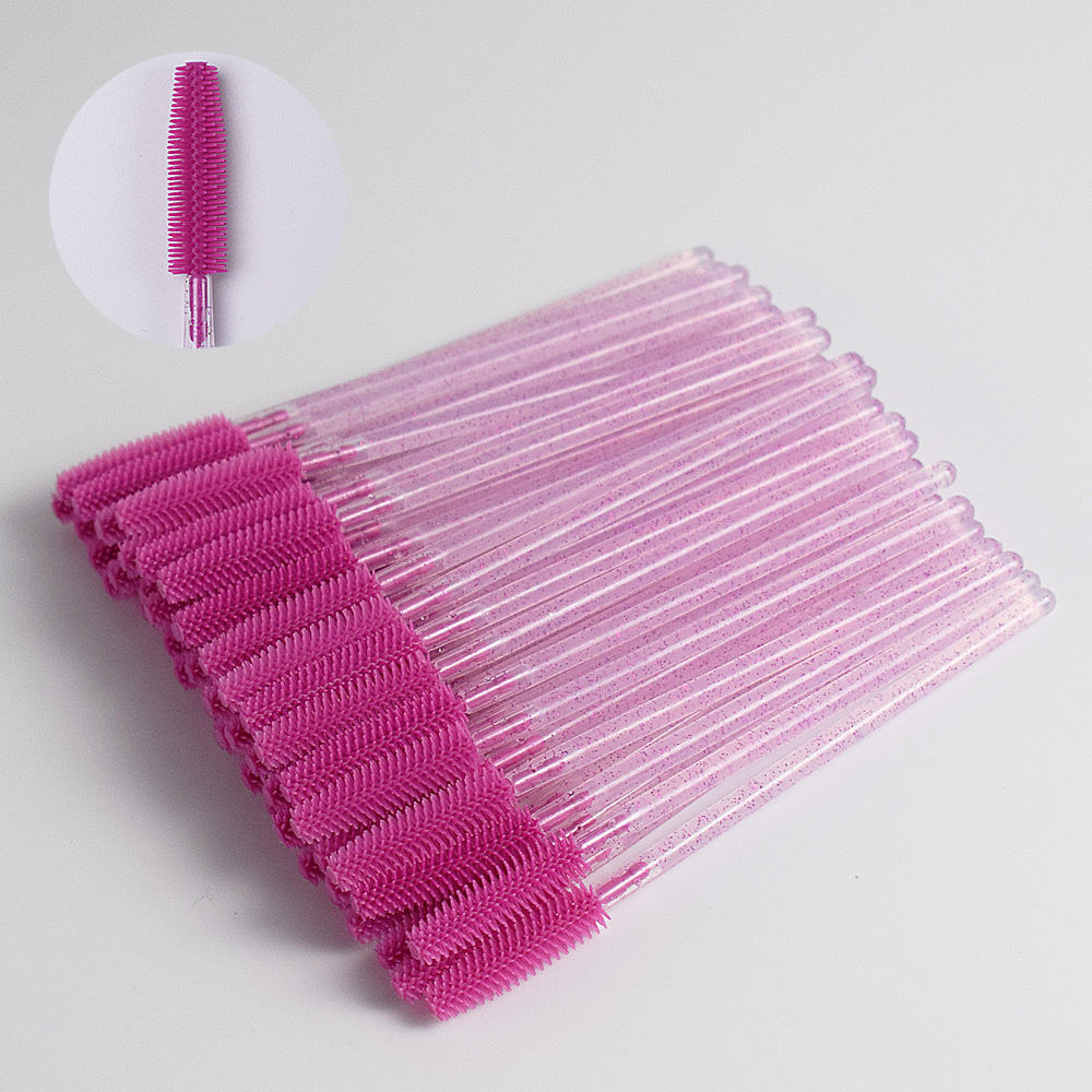 50 pestañas postizas cosméticas cepillo de pestañas de silicona repetido muchas veces alargamiento de pestañas femeninas herramienta de belleza: Caqui