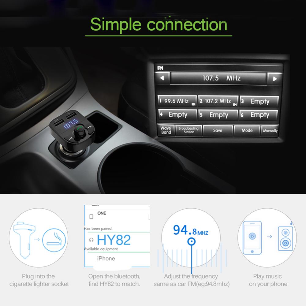 Bluetooth Fm-zender Voor Auto Met Dual 3.1A Usb Opladen Poorten Handsfree Autolader Radio Ontvanger MP3 Speler