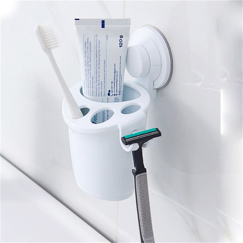 Multifunction White Wall Mounted Toothbrush Holder Bathroom Products Toothpaste Holder Palstic Shaver Holder Bathroom Tool