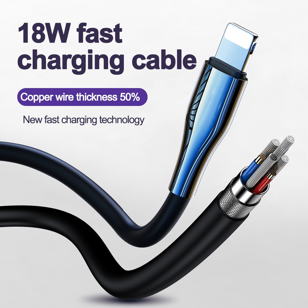 9V/2A 18W Usb-kabel Voor Iphone 12 11 Pro Max X Xr Xs Qc 3.0 Snelle opladen Lightning Charger Usb Draad Koord Mobiele Telefoon Kabels