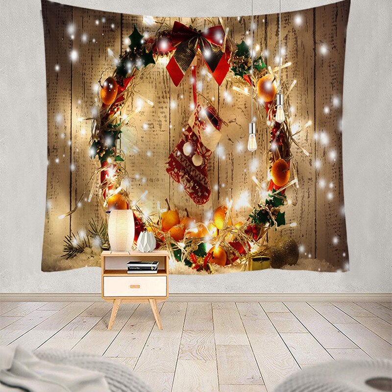 Tapisserie de noël Style de cheminée sentiment belle décoration de la maison Cool Polyester mince tenture murale tissu: A2 / 150x200cm