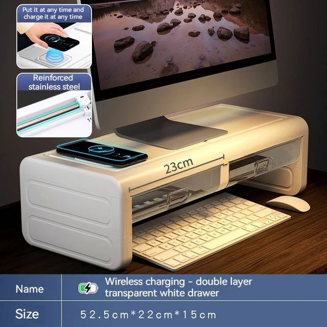 Monitor Houten Standaard Meerdere Stijlen 2 Laden Desktop Computer Ondersteuning Monitor Riser Houder Desktop Plank Slaapkamer Tafelplank: Bruin