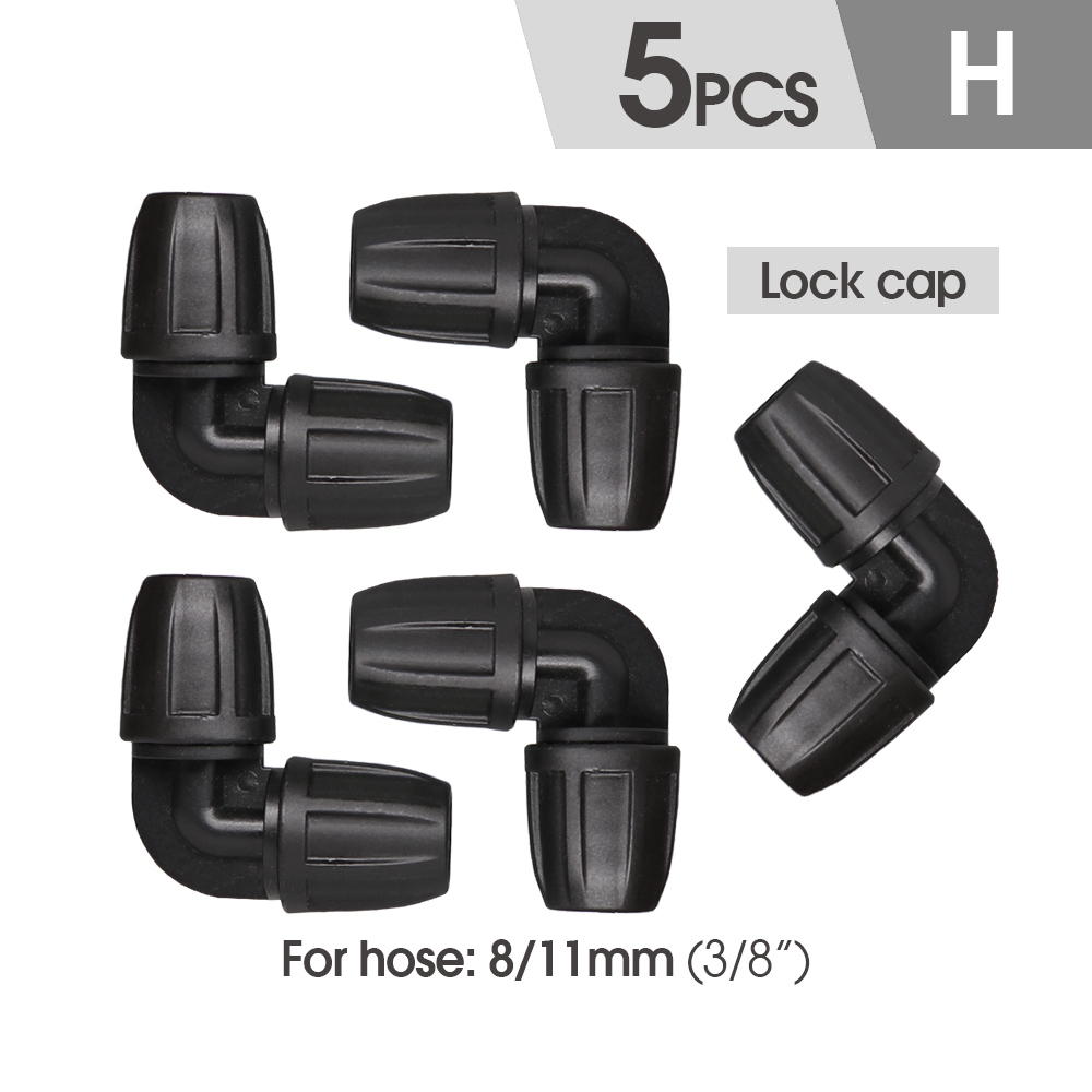 3/8 ''Pvc Slang Tubing 8/11Mm Watering Irrigatie Water Koppeling Adapter Lock Gewrichten Tuin Tap Connector tee Verminderde Elleboog Cross: Black