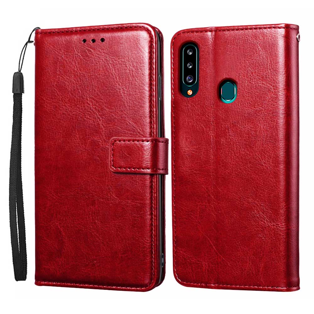 Funda de cuero con tapa para Samsung Galaxy A20s A 20 s para Samsung A 20 s: Style 1 Red