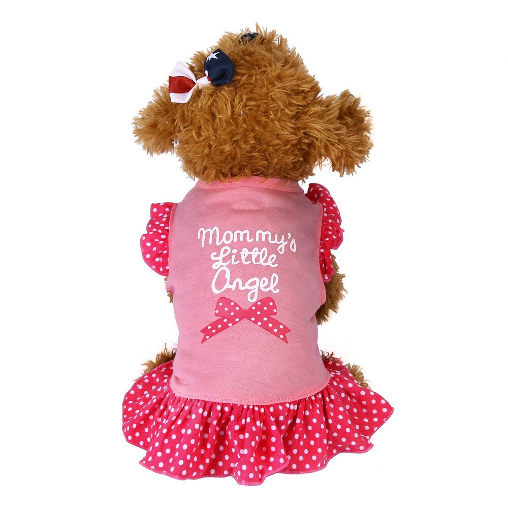 Verão bonito filhote de cachorro pequeno cão gato animal de estimação vestido vestuário roupas manga mosca vestido bonito filhote de cachorro pequeno cão gato vestido de animal de estimação vestuário 15: Pink  / L