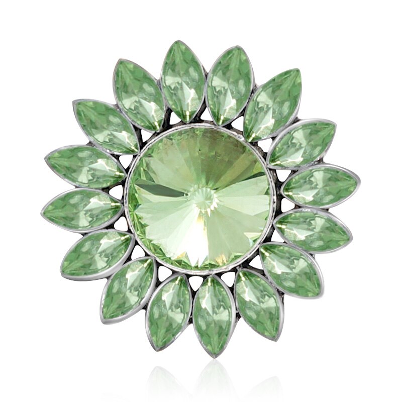 KZ3408 Schoonheid Elegante Strass Bloem Stijl 18Mm Snap Knoppen Fit 18Mm Snap Armband Snap Sieraden: green