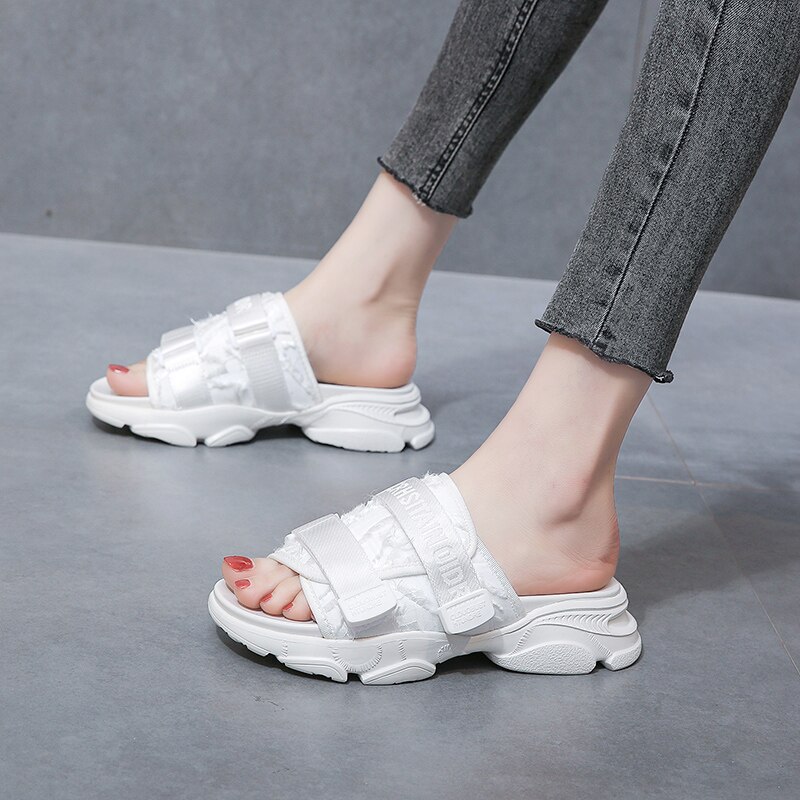 Adboov bas tofflor kvinnor plattformsrutschbanor chunky slipper flip flops skor kvinna