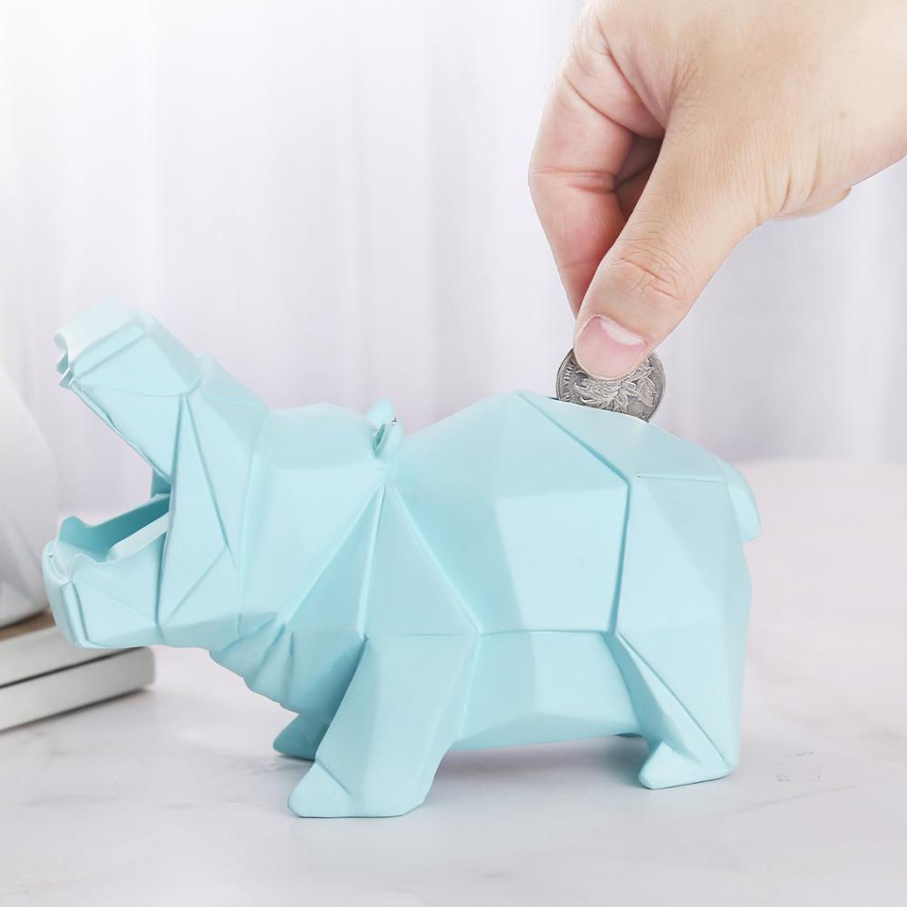 Mini mignon animaux tirelire polygone hippopotame ours polaire pour enfants adultes tirelire économiser des pièces de monnaie boîte décoration en plastique sûr