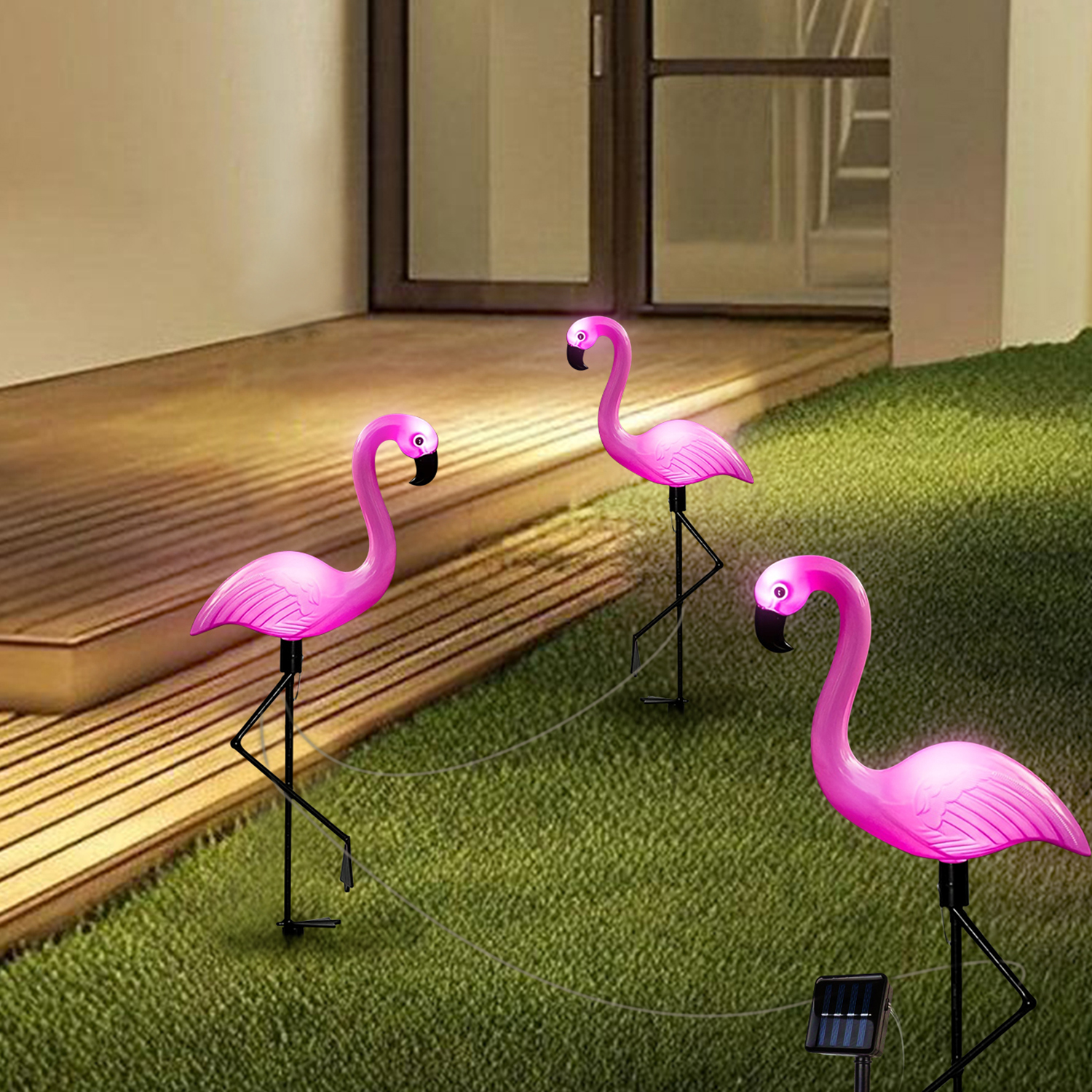 Luces solares de jardín con flamencos, luces decorativas impermeables y a prueba de viento, decoración festiva para fiestas, luces de ambiente, 1 ud./3 uds.