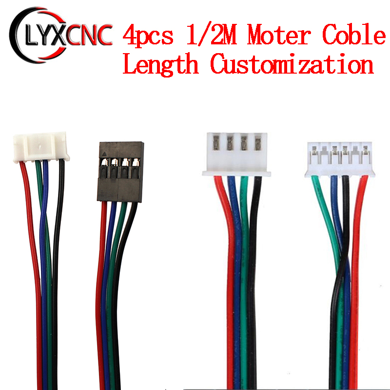 Cable conector de Motor DuPont Line bifásico, 1M/2M, 100cm/200cm, XH2.54, 4 pines a 6 pines, para Motor paso a paso Nema 42, 4 unids/lote