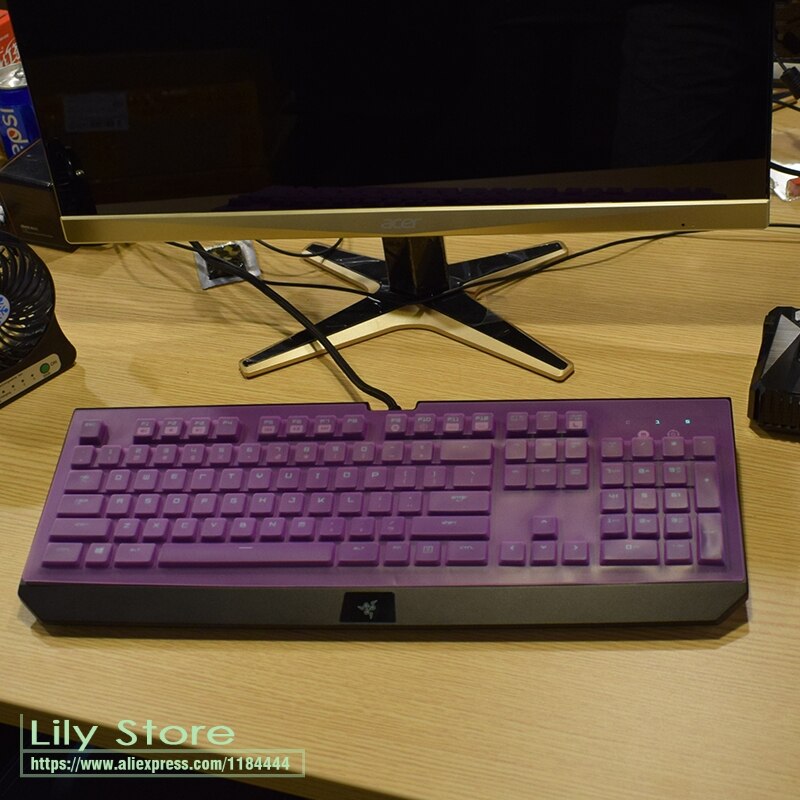 Waterproof and dustproof Transparent Keyboard Skin Cover Protector For Razer BlackWidow Ultimate Stealth Mechanical: purple