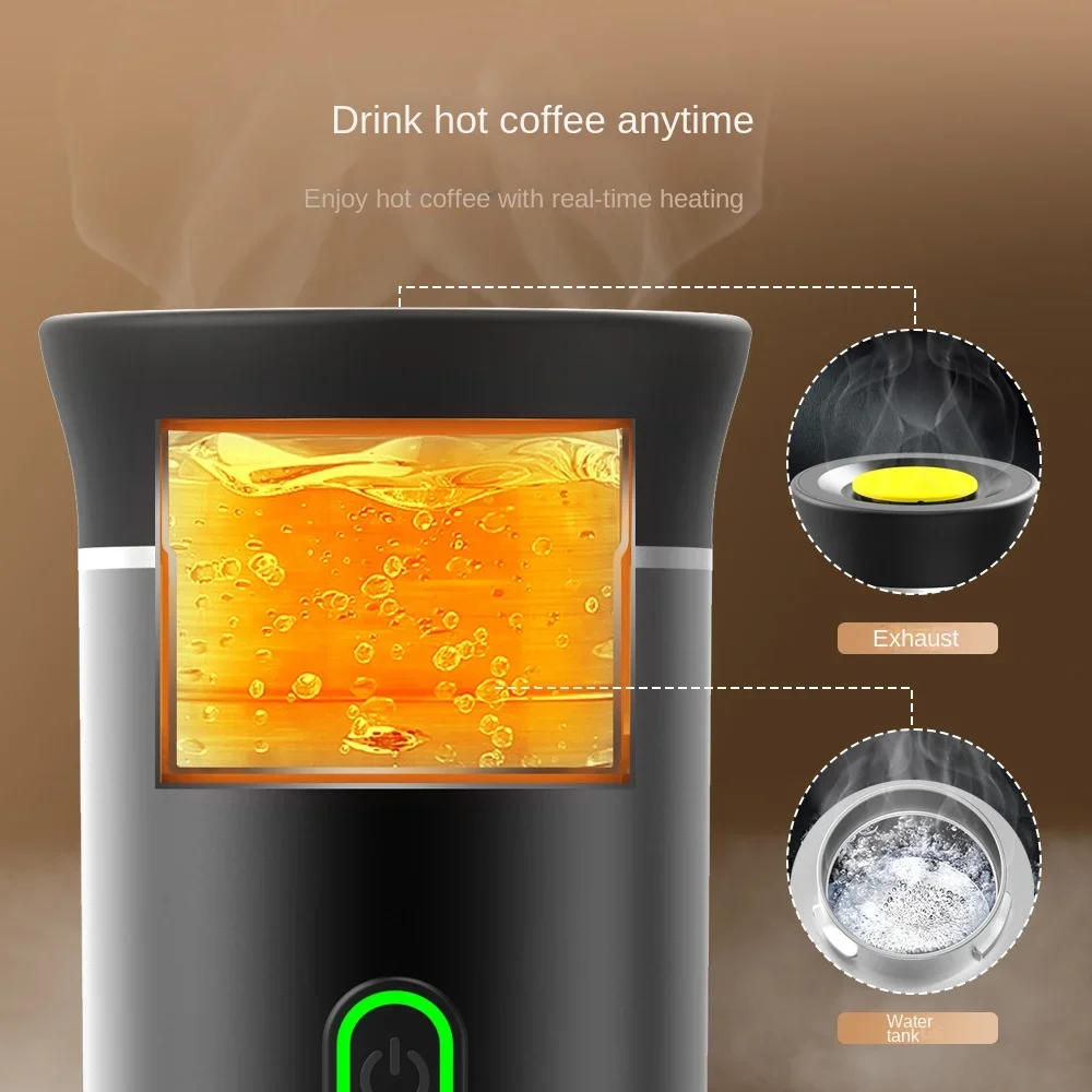Cafetera Espresso eléctrica inalámbrica portátil para viajes, coche y hogar, cafetera para acampar, cafetera en polvo con cápsulas 3 en 1