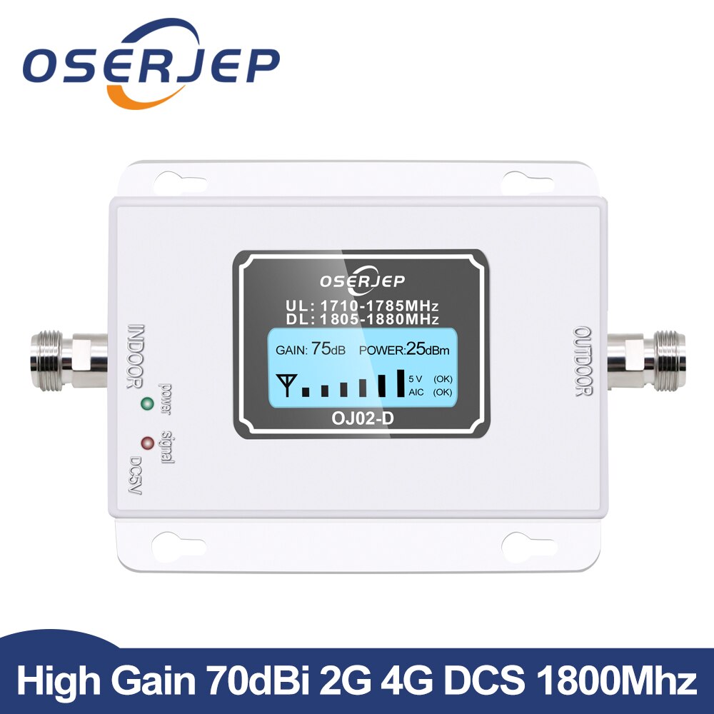 GSM LTE 1800 LCD 70dB ganar 2g 4g repetidor de señal para teléfono móvil DCS 1800MHz amplificador móvil GSM Amplificador de señal móvil para Rusia