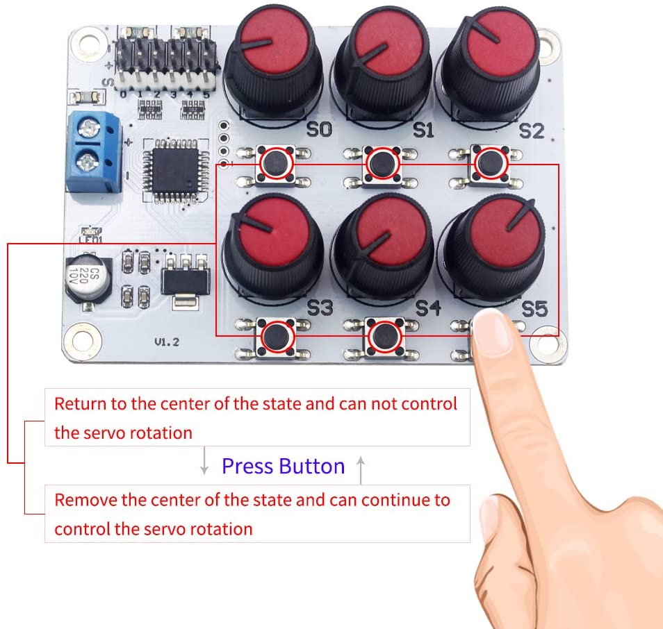 6 Channel Digital Servo Tester with Over-Current Protection for Robot Arm Robotic Hand