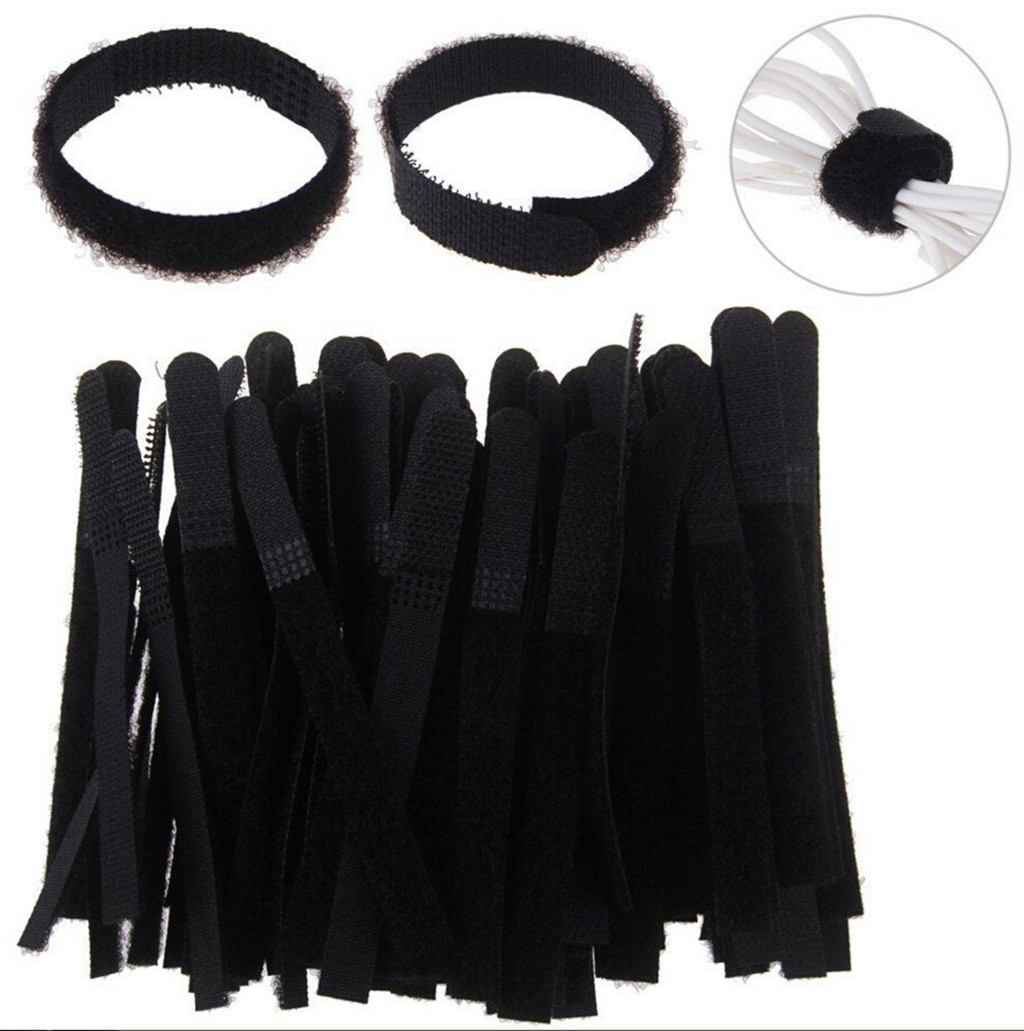 100PCS Strips Cable Ties Rope Wire Organizer Velcros Cable Tie Reusable Black organizar Management Tools #45