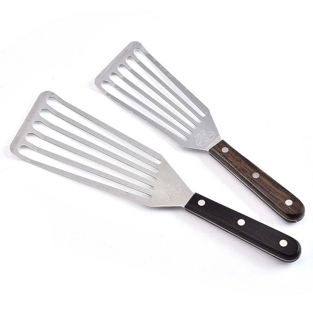 Pala multifuncional de acero inoxidable para freír bistec, pala para pescado, pala para Anguila, herramienta de cocina con mango de madera