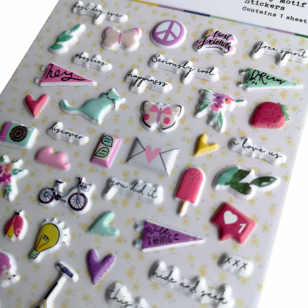 CRZCrafter Puffy Motif Stickers Embellishments Mini DIY Crafts Self Adhesive For Scrapbooking Cardmaking Journaling Decorations
