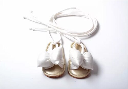 Sandalias de PU con mariposa grande para niña, zapatos de verano, calzado de playa, con lazo, de 0 a 18 meses: Blanco / 13-18 meses