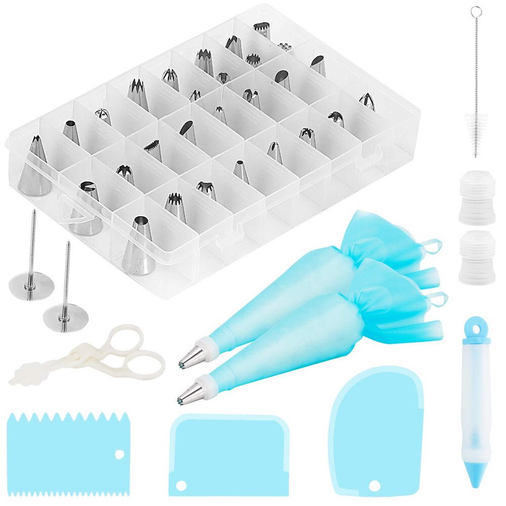 62pcs Cake Decorating Kit Cake Rotating Turntable Icing Piping Nozzles Cake Spatula Kitchen Baking Pastry: C2127