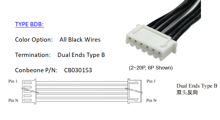 XHP-20 Wire harness, JST XHP 2.50mm Pitch OTS Cable, 20P, Low MOQ, Fast: WHITE / 0.6m