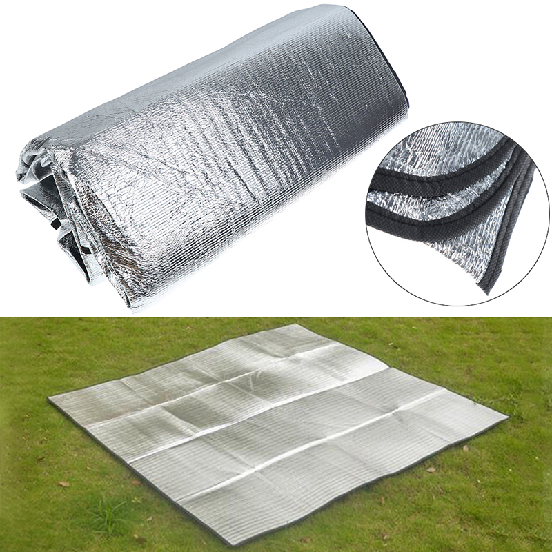 200*150cm vattentät campingmatta av aluminiumfolie hopfällbar sovmatta för picknickstrand utomhus