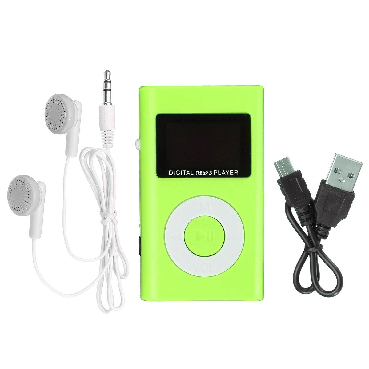 Leory mini draagbare usb  mp3 -speler met oortelefoon, lcd-schermondersteuning, 32gb micro sd-tf-kaartlezers voor sportmuziekspeler  mp3: Groente