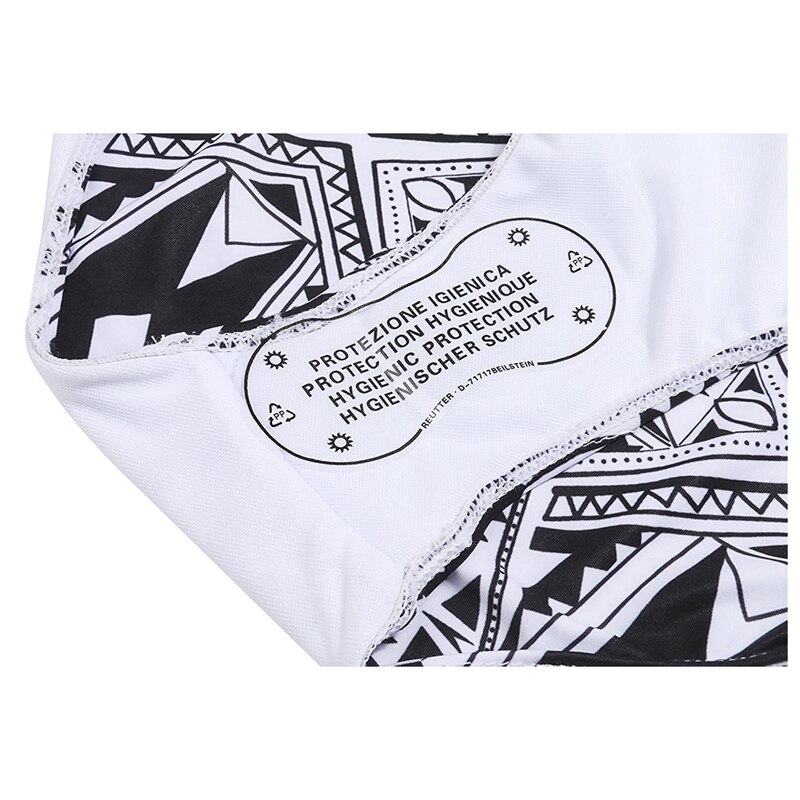 Vrouwen Halter Geometrische Print Hoge Waisted Badpak Badpakken Bikini Zwart + Wit Xl