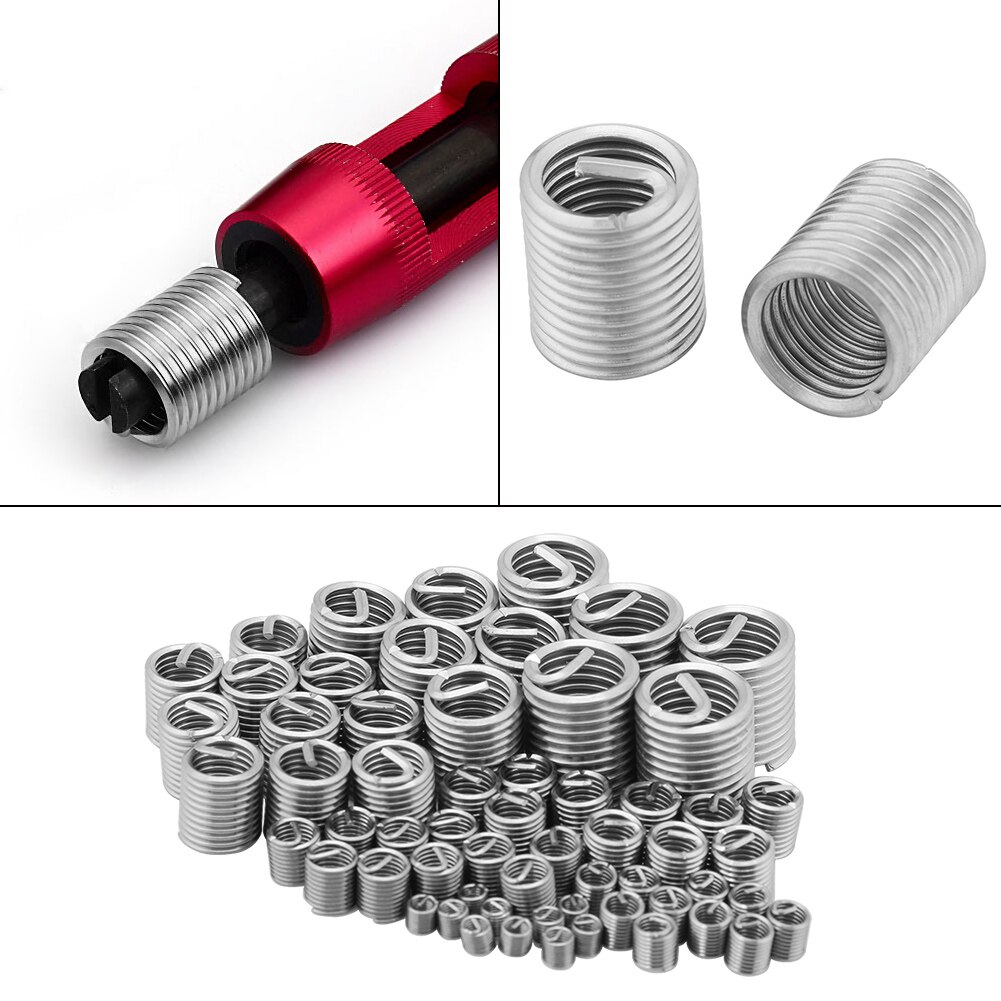 60pcs Stainless Steel Fastening Thread Insert Set Easy Install Repair Tool Industrial Spiral Wire Screw Sleeve Wear Resistance