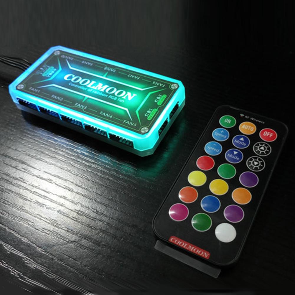 COOLMOON Remote RGB Lighting Music Controller Chassis Fan RGB Remote Controller DC12V 5A LED Color Intelligent Controller