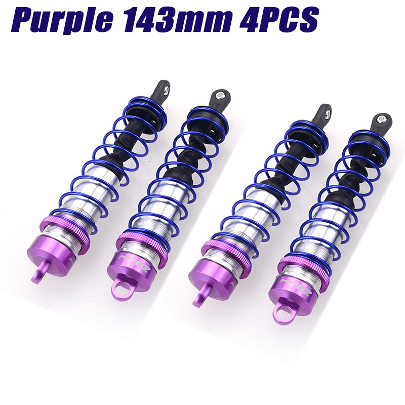 ZD Racing 4PCS Metal Shock Absorber 120mm Front&amp;143mm Rear Damper Suspension for 1/8 RC Car HSP DHK HPI Traxxas JLB Wltoys Drift: Purple 4PCS 143mm