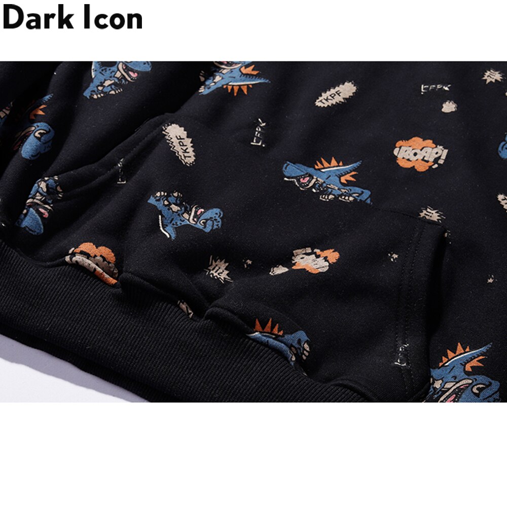 Dark Icon Dinosaur Hoodie Men Winter Preppy Style Men's Sweatshirts with Hoodie Hooded Man