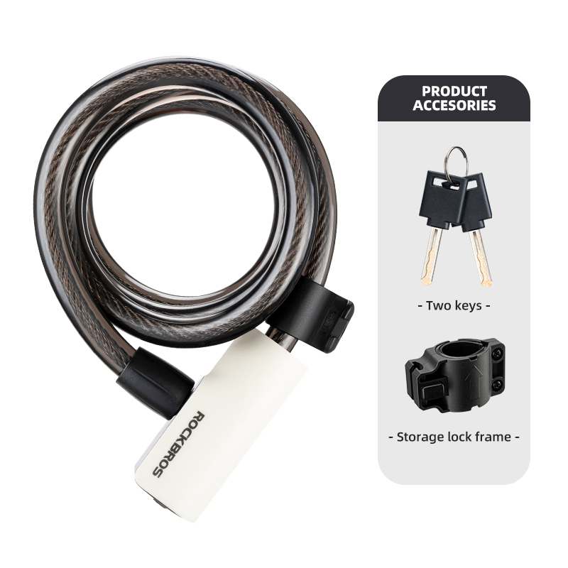 Candado de bicicleta ROCKBROS, candado de Cable antirrobo portátil para bicicleta con llaves, candado redondo de aleación de Zinc para motocicleta, Scooter, MTB y carretera: YELLOW