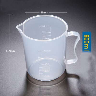 1set (250ml,500ml,1000ml,2000ml) Plastic beaker with handle Measuring Cup Food Grade PP School laboratory Kitchen Supplies