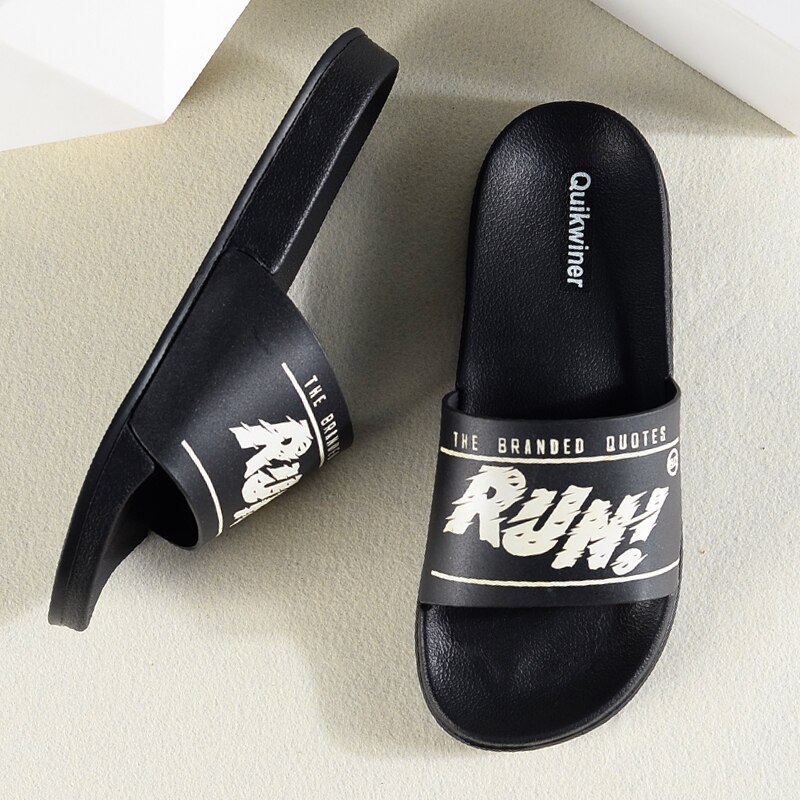Summer Beach Slippers Simple Shoes Non-slip Bathroom Slides Flip Flops Men Thick Sole Platform Indoor Slippers Red White