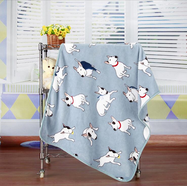 Zachte Fleece Hond Matten Bullterrier Bulldog Dekens Voor Bed Matten Huis Katten Honden Bed Deken Sofa Bed Cover: Blue  Bull Terrier