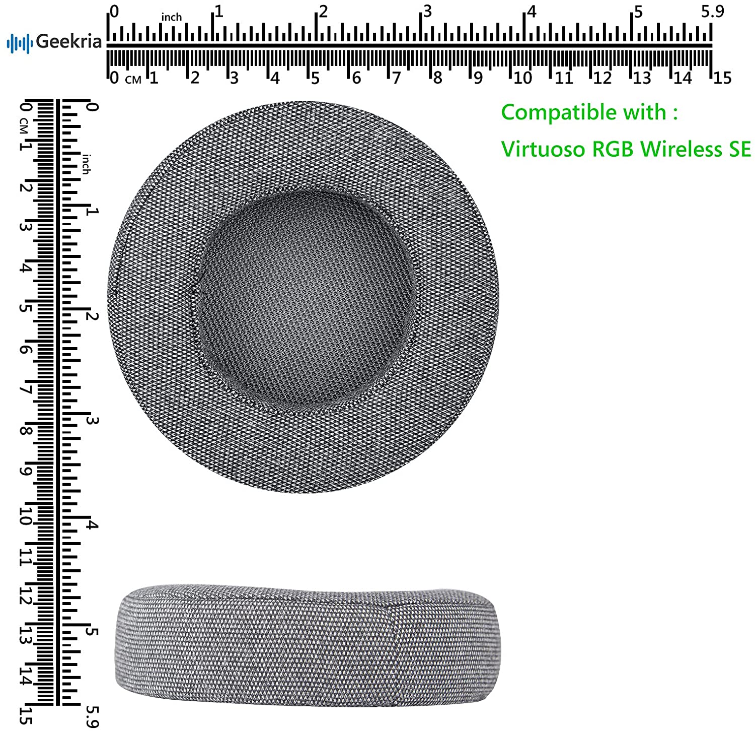 Geekria Comfort Linen Replacement Ear Pads for Corsair Virtuoso RGB Wireless SE Headphones Ear Cushions, Headset Earpads