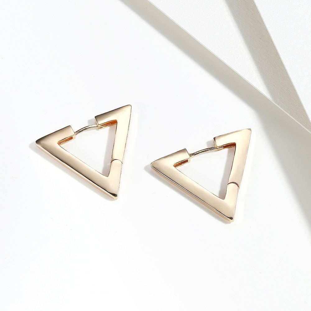 Minimalist Star Rectangle Triangle Geometric Hoop Earrings for Women Gold Color Copper Love Heart Hexagon Earrings Female