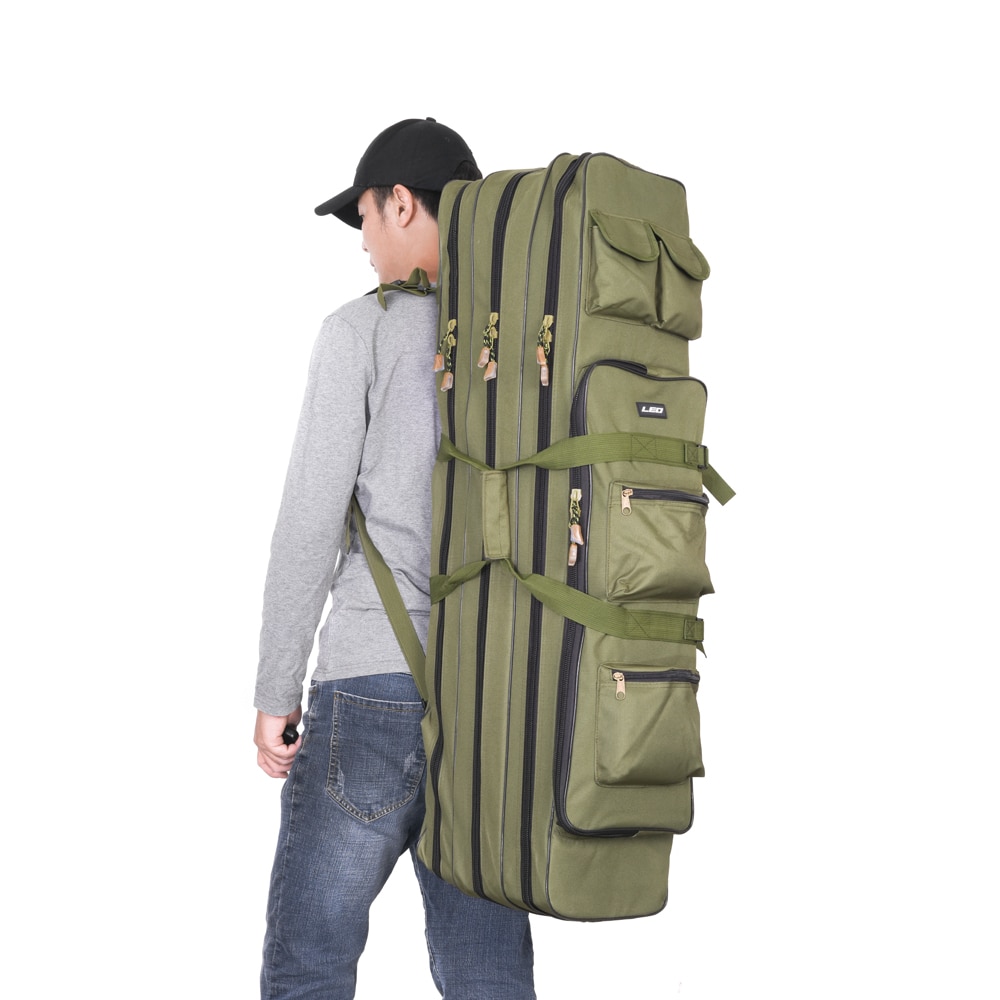 Outdoor 3 Layer Fishing Bag Backpack 80cm/100cm Fishing Rod Reel Case Carrier Bag Fishing Pole Tackle Bag Carry Case Travel Bag