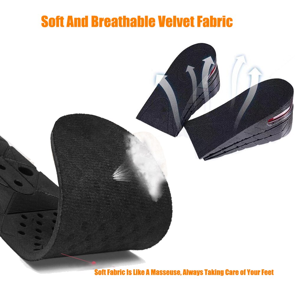 3-7.5cm Height Increase Insoles for Men Women Feet Heel Lift Inserts Height Adjustable Shock Absorption Heightening Shoe Pads