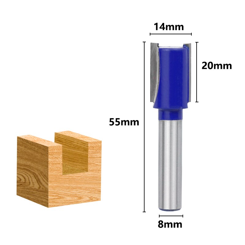 XCAN Flush Trim Router Bit 8mm Shank Carbide Milling Cutter Wood Straight End Mill For Woodworking Flush Trim Tenon Cutter: 8x14mm
