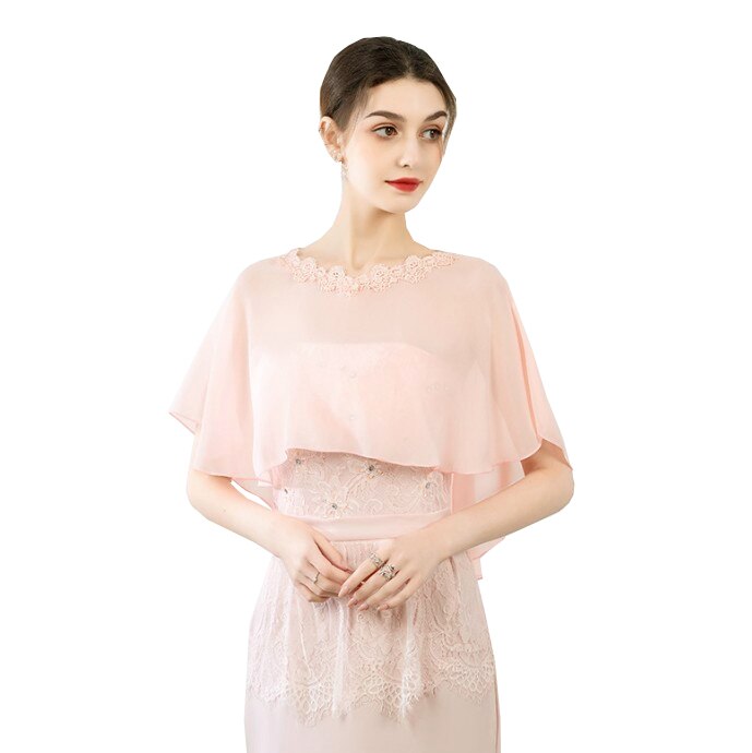 Vestes en mousseline de soie pour femmes, longues écharpes, châle, enveloppe, doux, pour soirée et mariage: pink peach