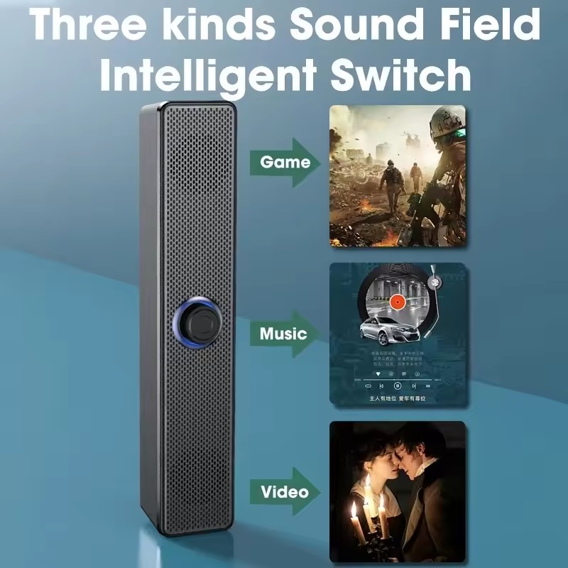 PC-soundbar Bekabelde en draadloze Bluetooth-luidspreker USB-aangedreven soundbar voor tv PC Laptop Gaming Home Theater Surround Audio-systeem