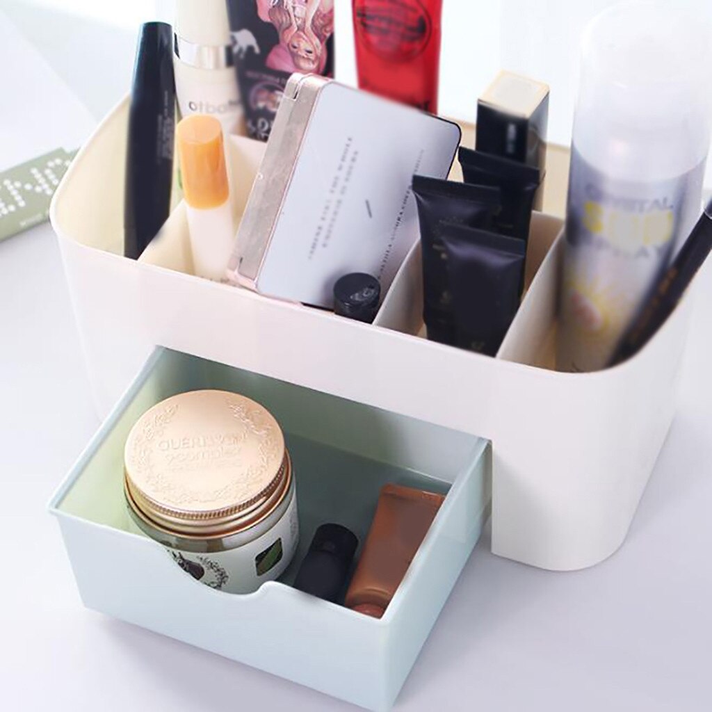 KIRIGEN Houten bureaublad-organizer met laden, thuiswerkplek kantoorbenodigdheden, houten opbergdoos plank kast, make-up box houder met 2 laden en 1