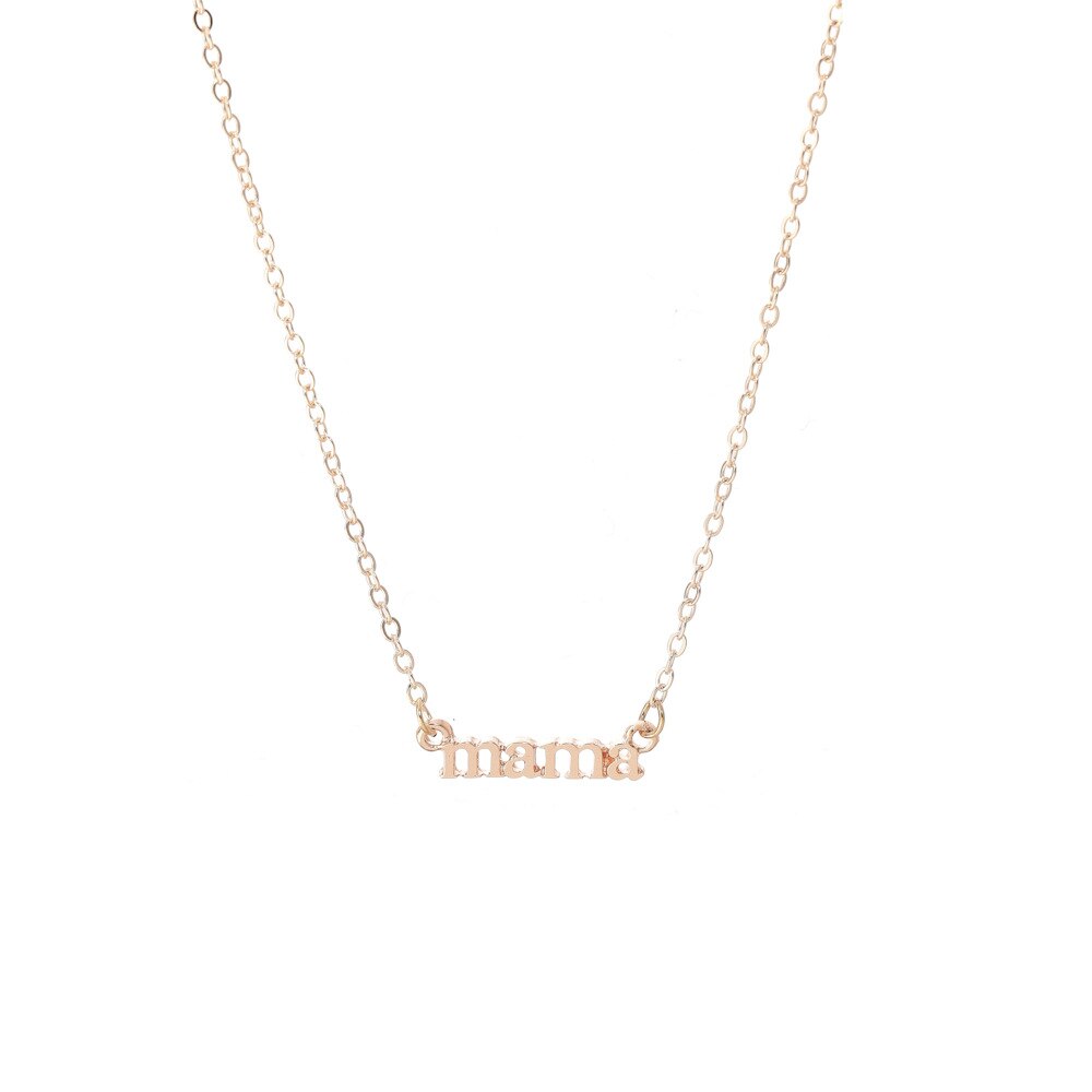 Mother&#39;s Day Letter MAMA Necklace Allergy Free Gold Plated 18 K Stainless Steel Non Tarnish Jewelry for Women Mom: Rose Gold-3