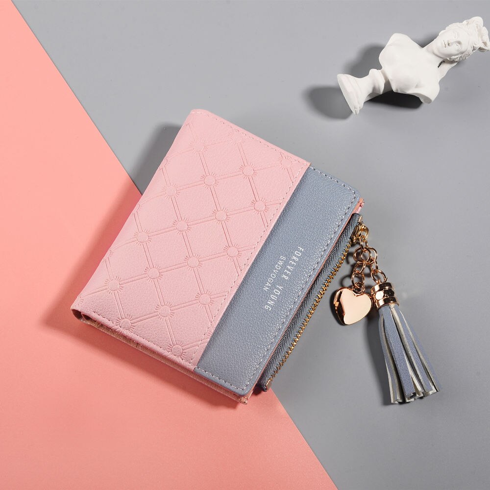 UOSC Leather Women's Wallet Cute Purse Long Zip Bag Coin Card Holder Soft Leather Phone Card Wallets Female Clutch: Pink