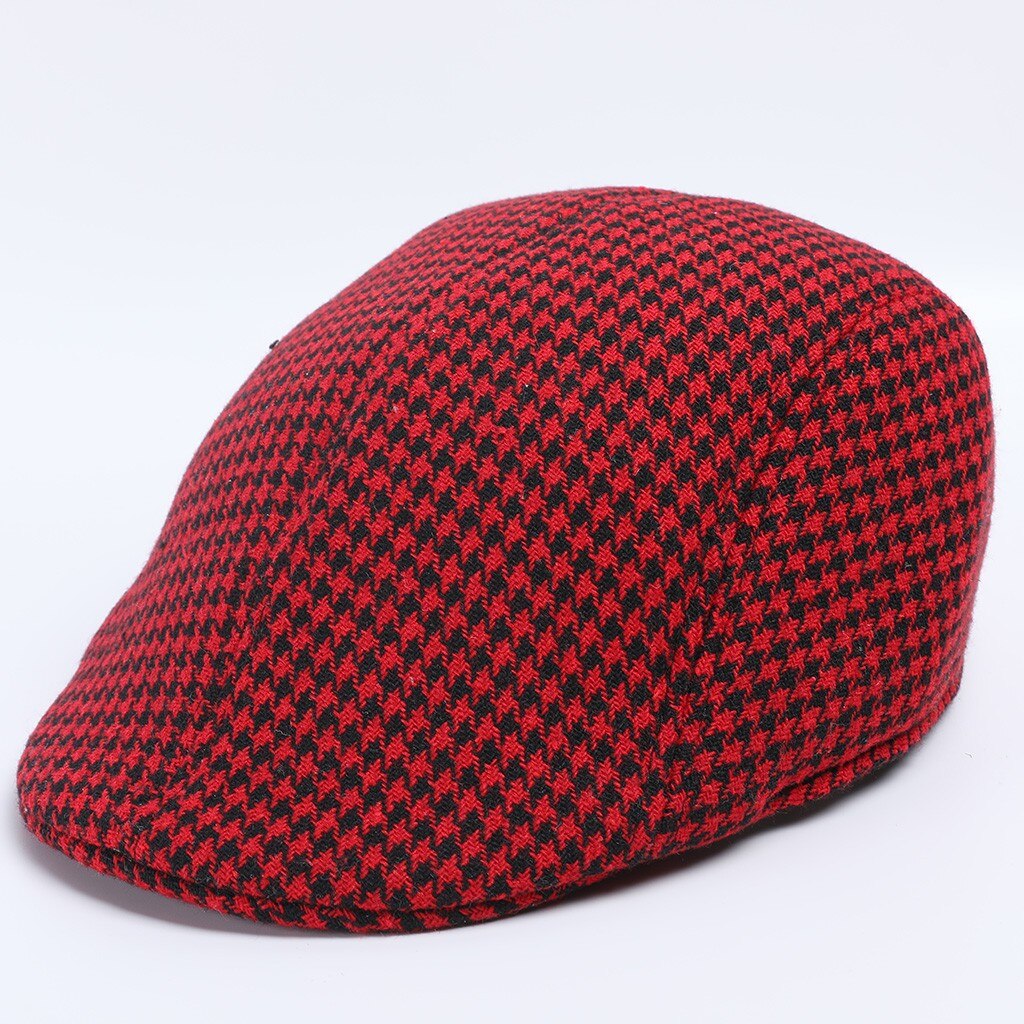 Mannen Vrouwen Soft Houndstooth Retro Hoeden Casul Ademend Winter Warm Comfort Baret # p2